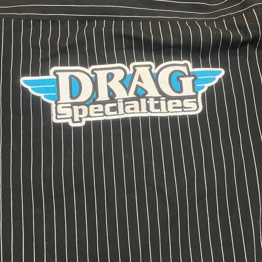 Throttle Threads Drag Men’s Large Specialties Pinstripe Shop Shirt‎ Black